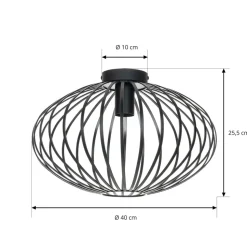 Lindby Maivi loftslampe, sort, 40 cm, jern, bur