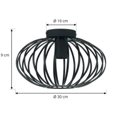 Lindby Maivi loftslampe, sort, 30 cm, jern, bur