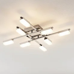 Lindby Mally LED-loftlampe i krom, 8 lyskilder