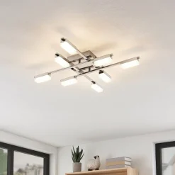 Lindby Mally LED-loftlampe i krom, 8 lyskilder