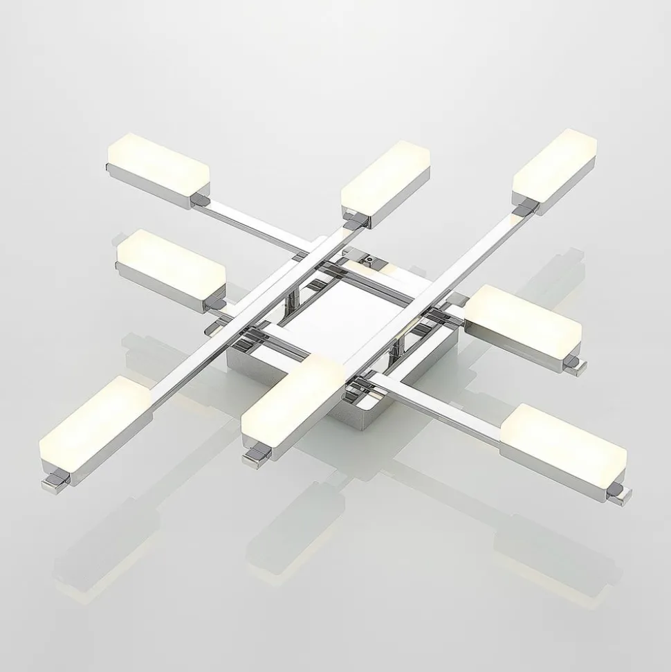 Lindby Mally LED-loftlampe i krom, 8 lyskilder