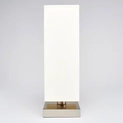 Lindby Martje bordlampe, højde 35 cm, hvid, tekstil, metal