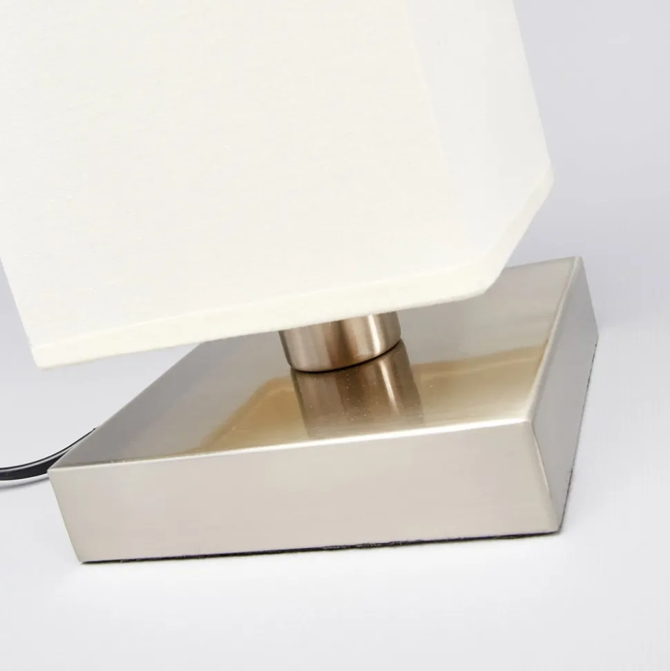 Lindby Martje bordlampe, højde 35 cm, hvid, tekstil, metal