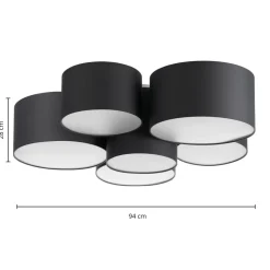 Lindby Maureka loftlampe, 94 cm, 6 lyskilder, tekstil