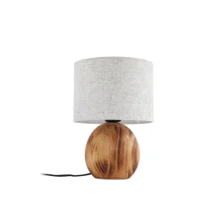 Lindby Mayumi bordlampe, højde 31 cm, træ, tekstil