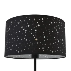Lindby Melanie gulvlampe, sort, stof, Ø 36 cm, 2 lyskilder.
