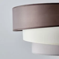 Lindby Melia loftlampe, brun/grå, tekstil, Ø 56cm