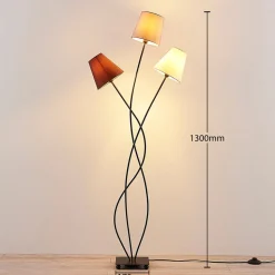 Lindby Melis gulvlampe, 130 cm, 3 lyskilder, tekstil