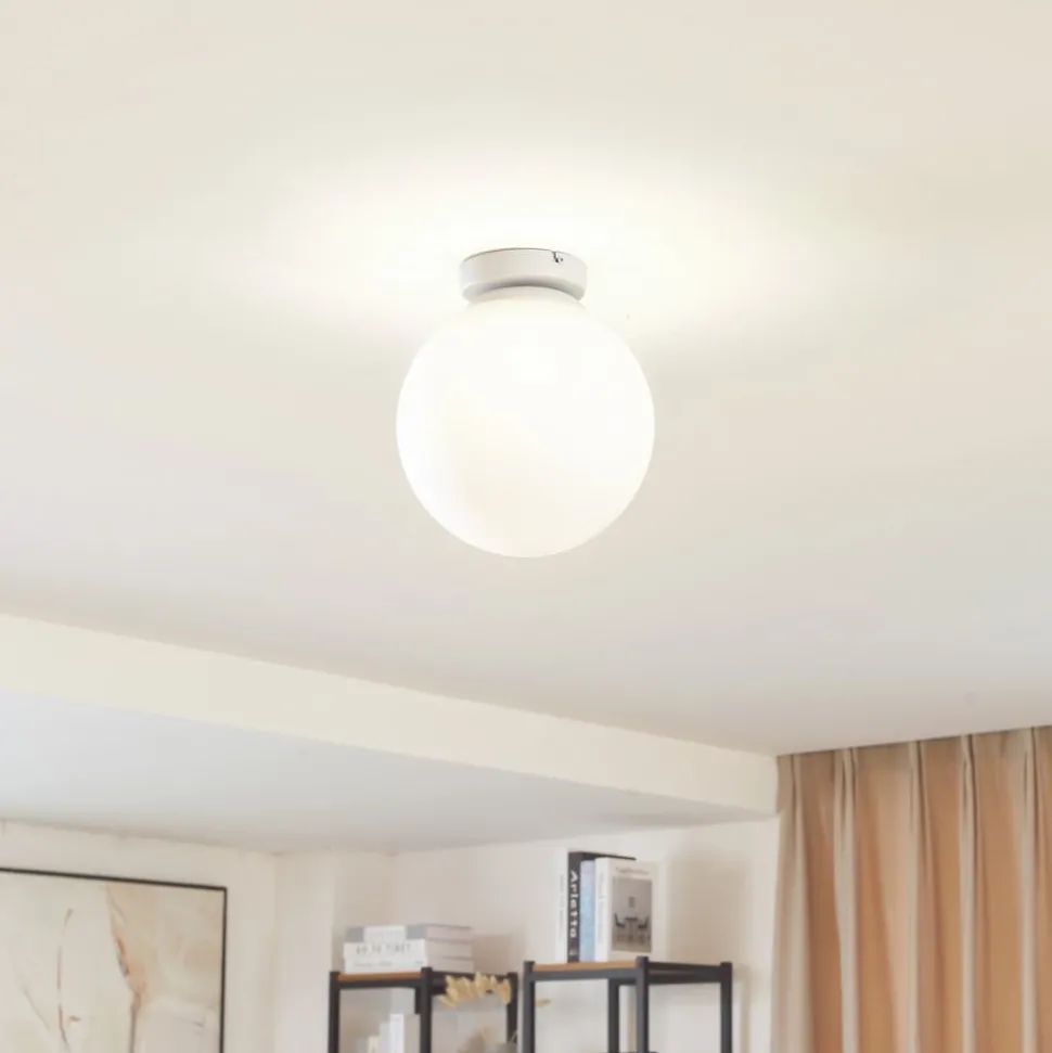 Lindby Meriala loftlampe hvid, glas Ø 25 cm