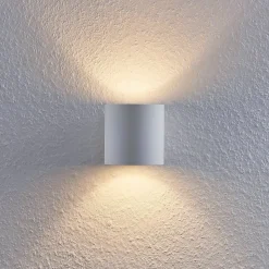 Lindby Mirza væglampe af aluminium, rund, hvid