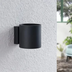 Lindby Mirza væglampe i aluminium, rund, sort