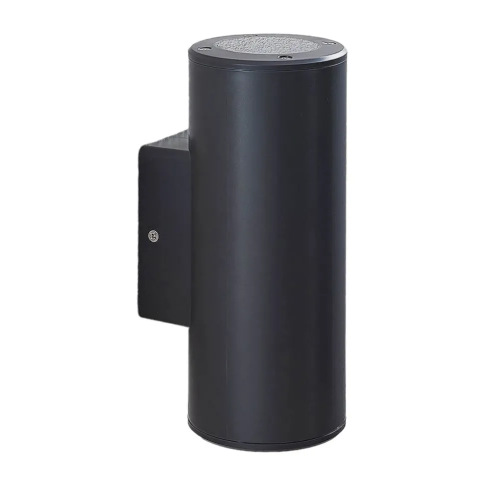 Lindby Nati udendørs væglampe, 22 cm, antracit, IP54, rund