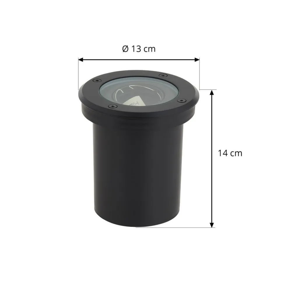 Lindby nedgravningslampe Cliff, Ø 13 cm, rund, sort
