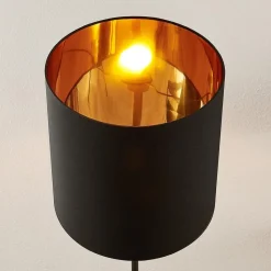 Lindby Nymar gulvlampe, tekstil, sort-guld