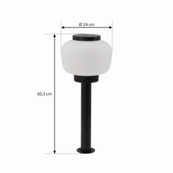 Lindby Orfeas sokkellampe, sort/hvid, aluminium, Ø 24 cm