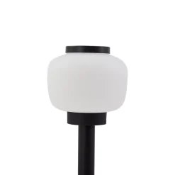 Lindby Orfeas sokkellampe, sort/hvid, aluminium, Ø 24 cm