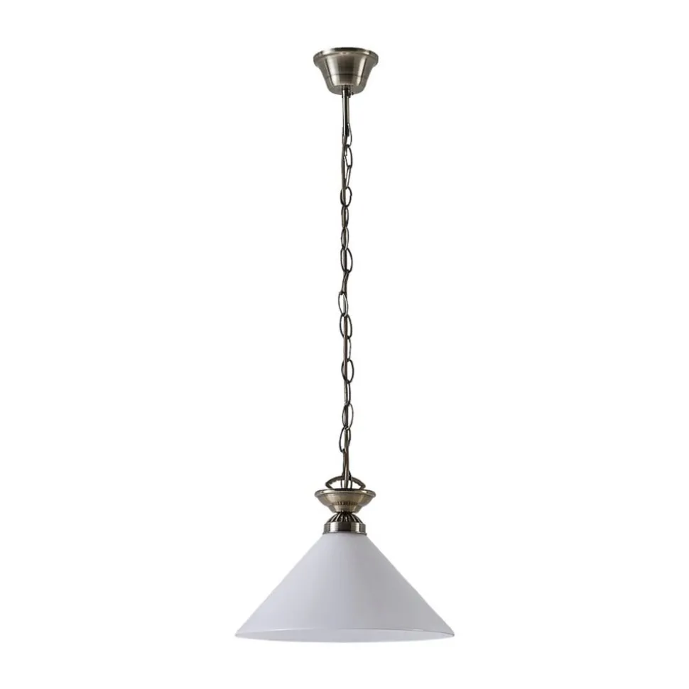 Lindby Otis pendellampe, Ø 30 cm, hvid, glas, kegle, E27