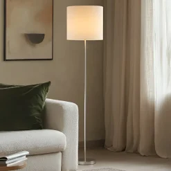 Lindby Parsa gulvlampe, hvid, tekstil, højde 167 cm, E27