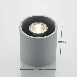Lindby Parvin aluminium downlight, rund, grå