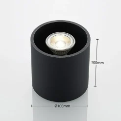 Lindby Parvin aluminium downlight, rund, sort