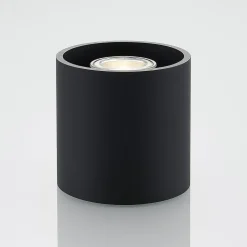Lindby Parvin aluminium downlight, rund, sort