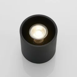 Lindby Parvin aluminium downlight, rund, sort