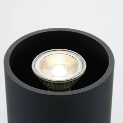 Lindby Parvin aluminium downlight, rund, sort