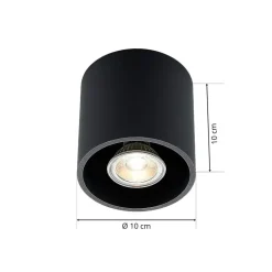 Lindby Parvin aluminium downlight, rund, sort