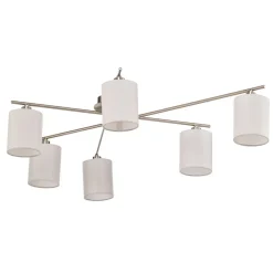 Lindby Pellinora loftlampe, nikkelfarve/hvid
