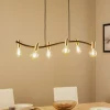 Lindby-pendel Anito, sort/guld, metal, 100 cm, E27