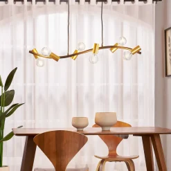 Lindby-pendel Anito, sort/guld, metal, 100 cm, E27