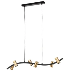 Lindby-pendel Anito, sort/guld, metal, 100 cm, E27