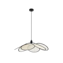 Lindby pendel Astraia, natur/sort, hør, Ø 80 cm