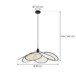 Lindby pendel Astraia, natur/sort, hør, Ø 80 cm