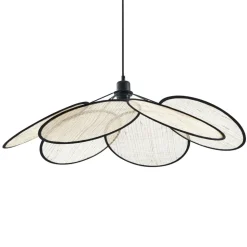 Lindby pendel Astraia, natur/sort, hør, Ø 80 cm