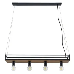 Lindby-pendel Kirista, 4-lys, sort, træ, 100 cm
