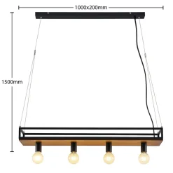 Lindby-pendel Kirista, 4-lys, sort, træ, 100 cm