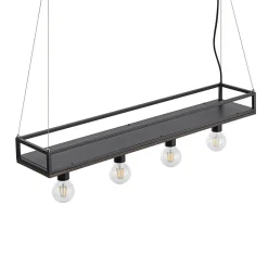 Lindby-pendel Kirista, 4-lys, sort, træ, 100 cm