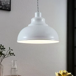 Lindby pendellampe Albertine, 29 cm, hvid, metal