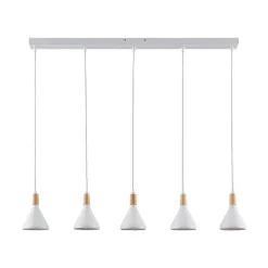 Lindby pendellampe Arina, 100 cm, hvid, 5 lyskilder, E14
