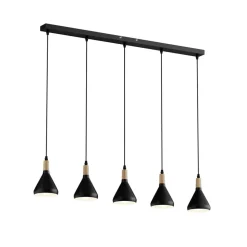 Lindby pendellampe Arina, 100 cm, sort, 5 lyskilder