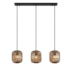 Lindby pendellampe Canyana, natur, 3 lyskilder, rattan, 105 cm