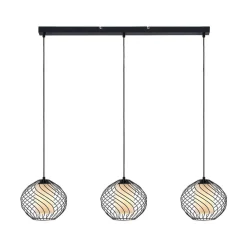Lindby pendellampe Cedrice, 3 lyskilder, sort, metal, E27