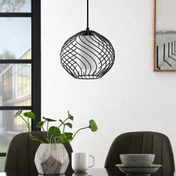 Lindby pendellampe Cedrice, 1 lyskilde, sort, metal, E27