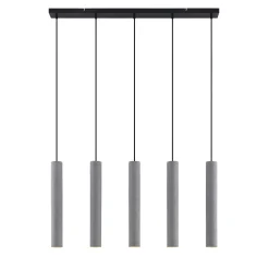 Lindby pendellampe Concretto, 100 cm, grå, 5 lyskilder, beton