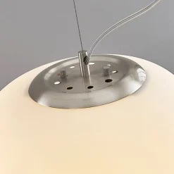 Lindby pendellampe Ginevra, Ø 38 cm, hvid, glas, E27