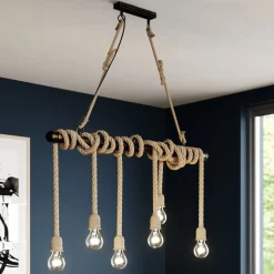 Lindby pendellampe Hajo, 100 cm, 6 lyskilder, rebpendel