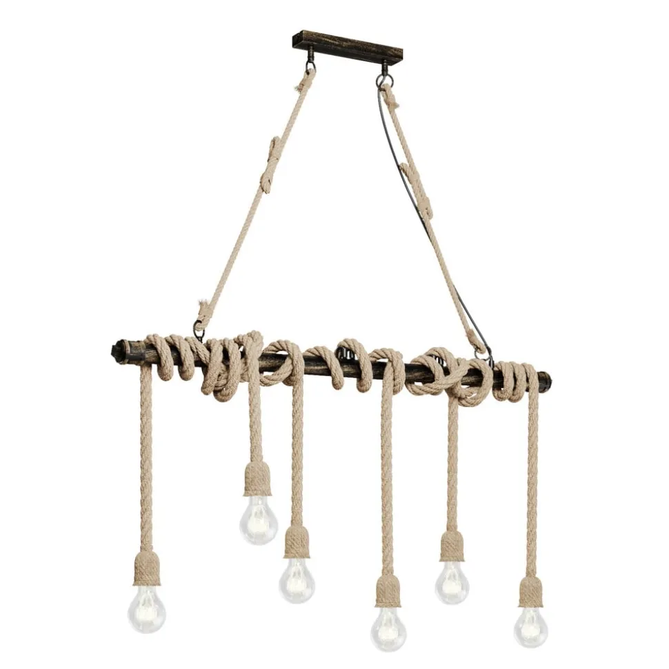 Lindby pendellampe Hajo, 100 cm, 6 lyskilder, rebpendel