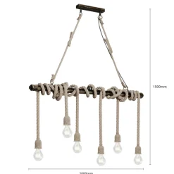 Lindby pendellampe Hajo, 100 cm, 6 lyskilder, rebpendel