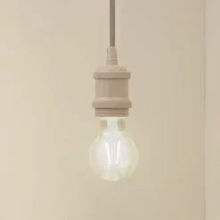 Lindby pendellampe Hattie, beige, Ø 5 cm, metal E27